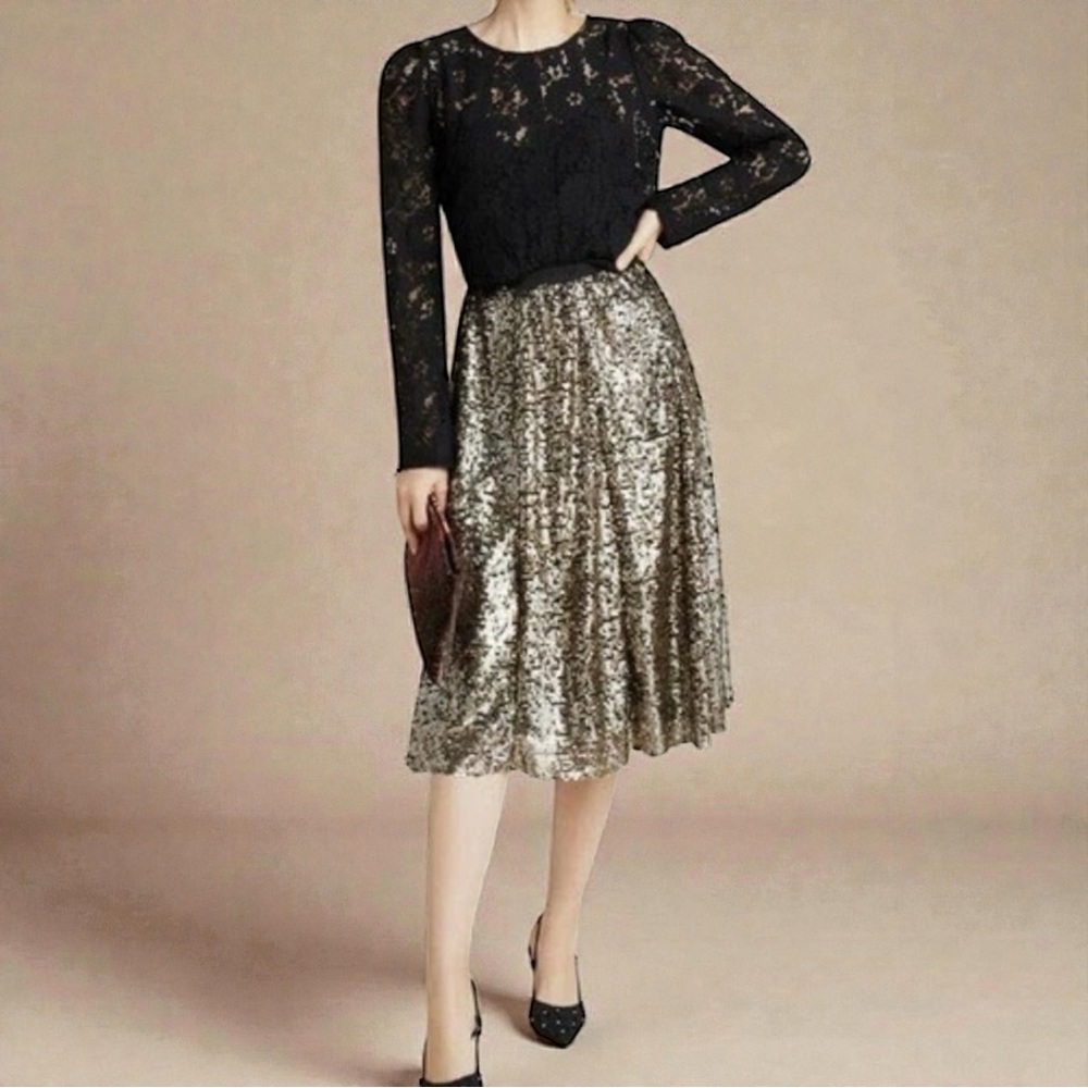 NWT Anthropologie MAEVE Orleans Sequin Midi Skirt XL